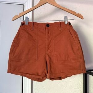 WONDERY rust orange denim cotton athletic outdoors hiking belted shorts